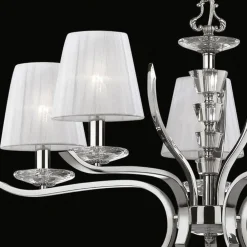 Lampadario Camera Da Letto-Ideal Lux Pegaso sp5 lampadario 5 luci cromo paralumi organza stanza da letto