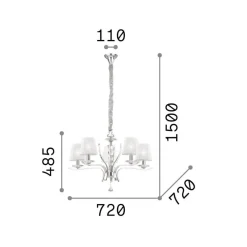Lampadario Camera Da Letto-Ideal Lux Pegaso sp5 lampadario 5 luci cromo paralumi organza stanza da letto