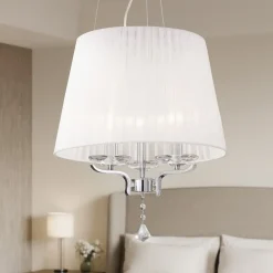 Lampadario Camera Da Letto-Ideal Lux Pegaso sp3 lampadario di cristallo paralume di tessuto