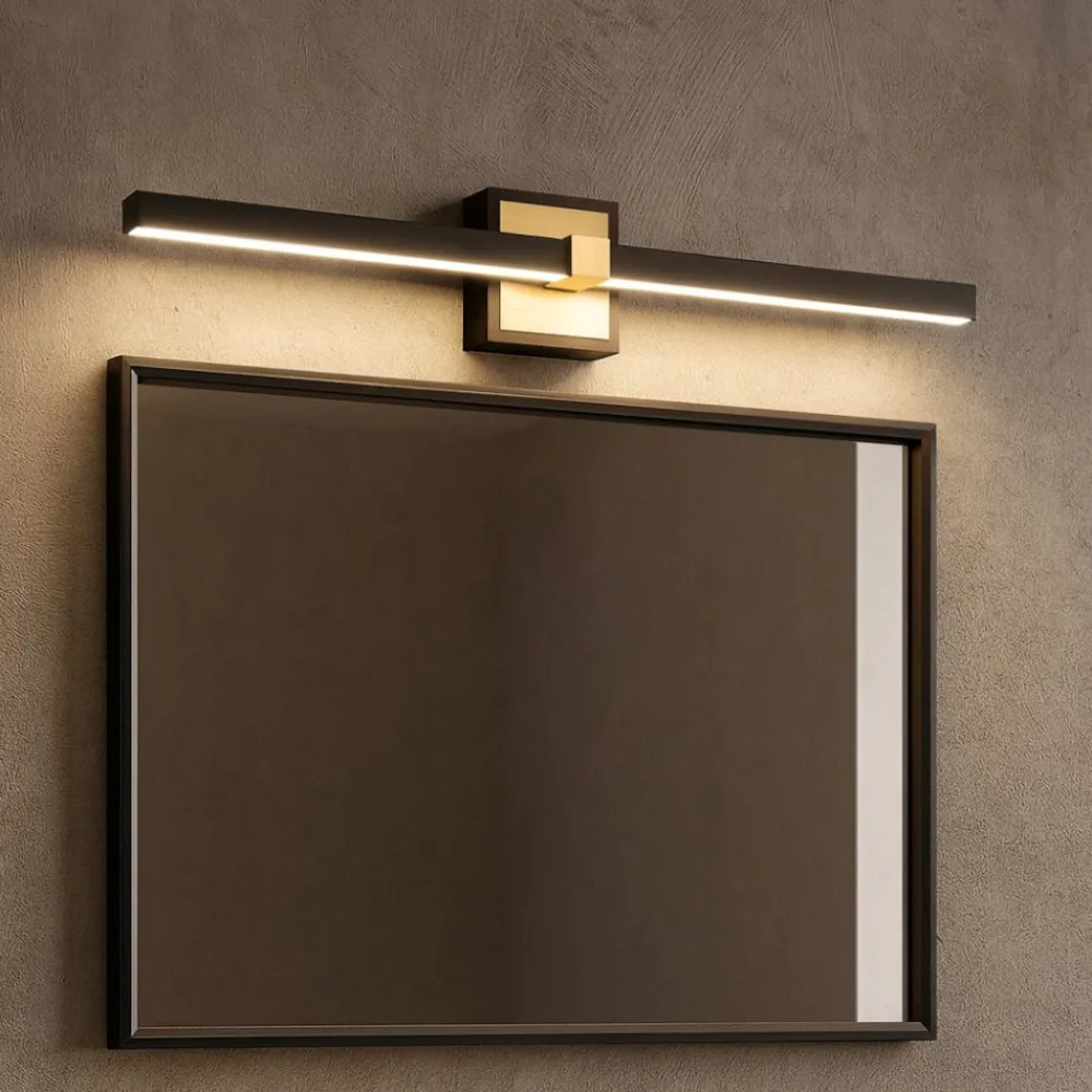 Applique Da Bagno-Eglo Peguera applique per specchio da bagno nero oro 11w 3000k