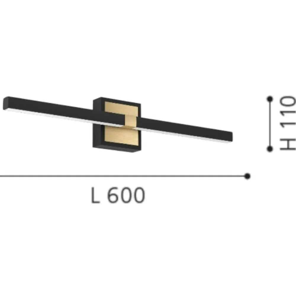 Applique Da Bagno-Eglo Peguera applique per specchio da bagno nero oro 11w 3000k