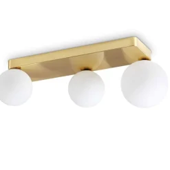Plafoniere Moderne-Ideal Lux Penta pl3 plafoniera camera da letto ottone 3 sfere bianche vetro