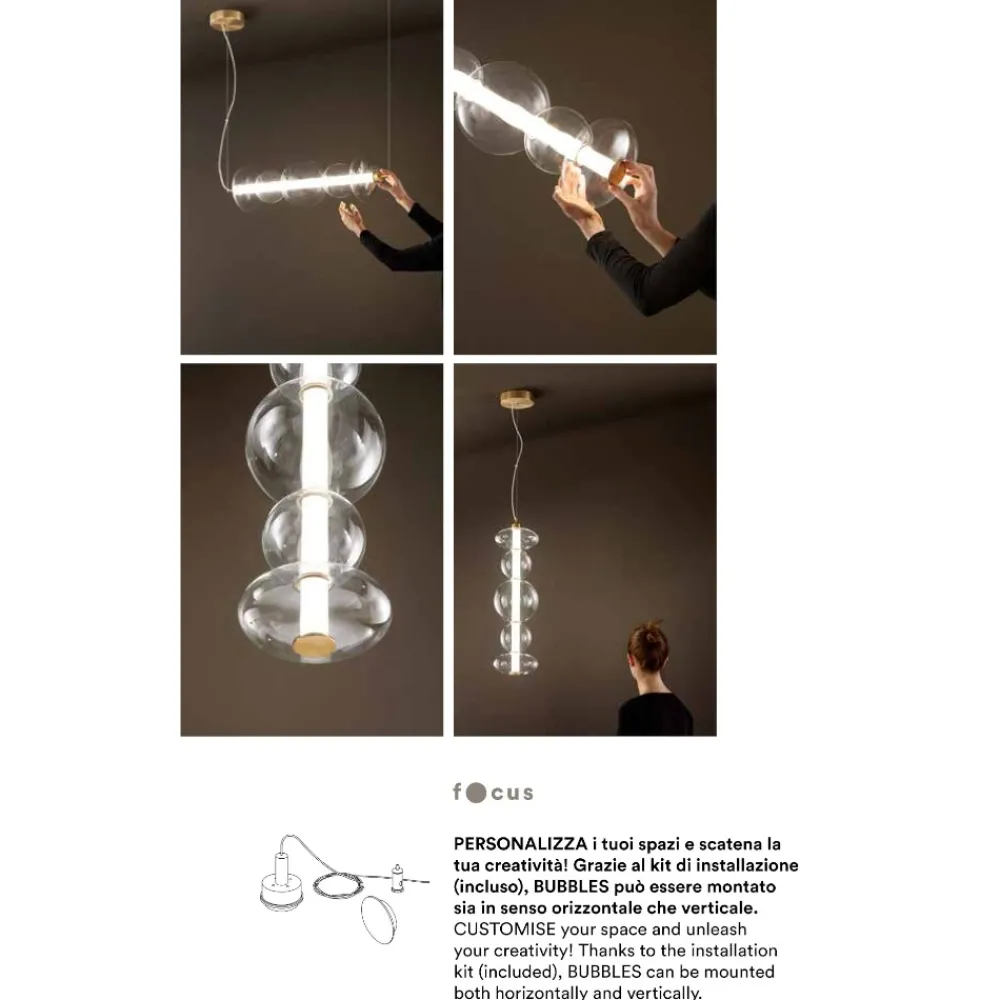 Lampade A Sospensione-Perenz Illuminazione Perenz bubbles oro lampada a sospensione in vetro led 24w 3000k