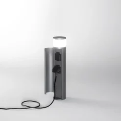 Lampioni Da Giardino-Perenz Illuminazione Perenz espina lampioncino basso ip44 con doppia presa schuko antracite