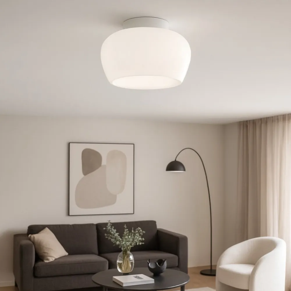 Plafoniere Moderne-Perenz Illuminazione Perenz kabe plafoniera bianca di vetro moerna led 3000k dimmerabile