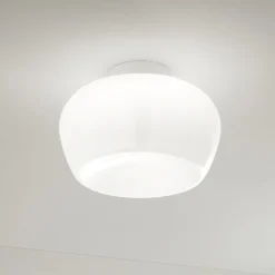 Plafoniere Moderne-Perenz Illuminazione Perenz kabe plafoniera bianca di vetro moerna led 3000k dimmerabile