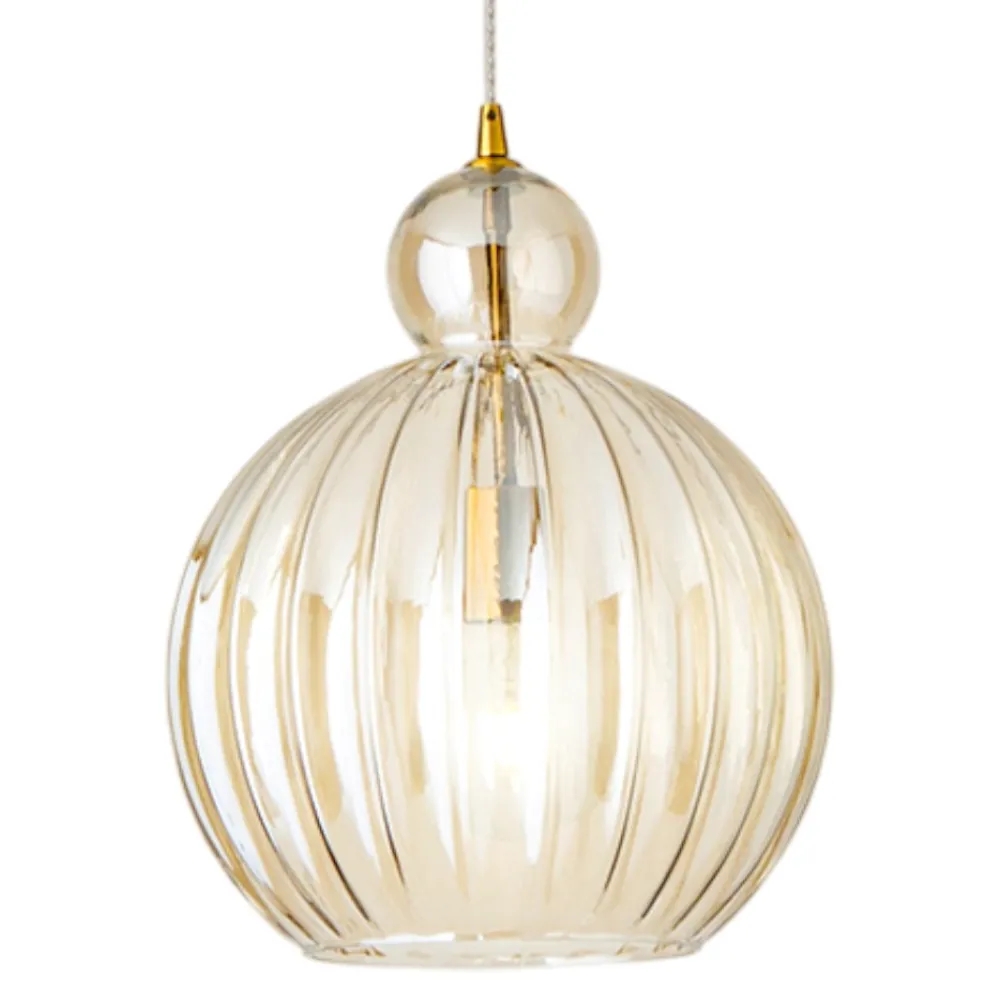 Lampade A Sospensione-Perenz Illuminazione Perenz lia lampada a sospensione boccia 25cm in vetro cognac specchiato