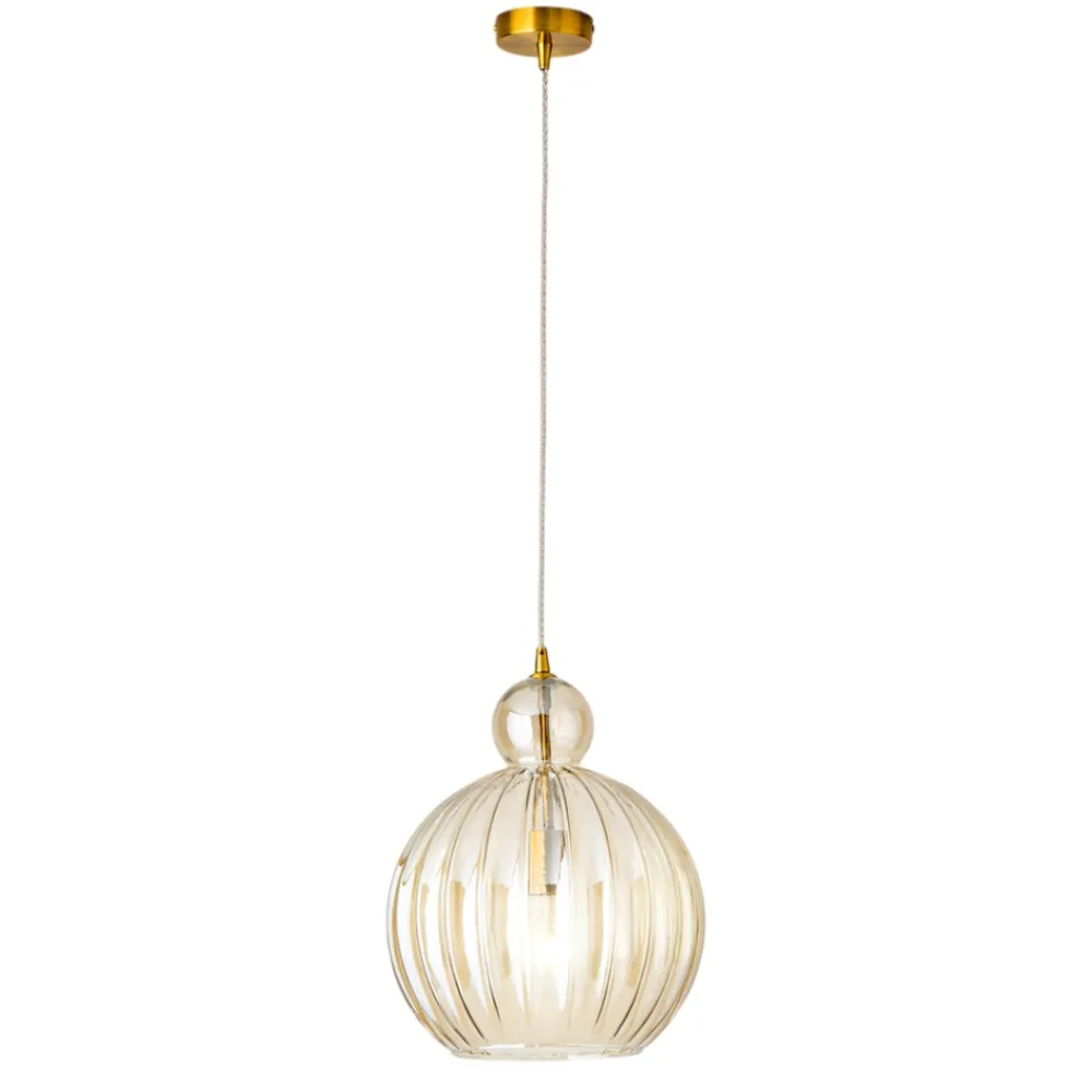 Lampade A Sospensione-Perenz Illuminazione Perenz lia lampada a sospensione boccia 25cm in vetro cognac specchiato