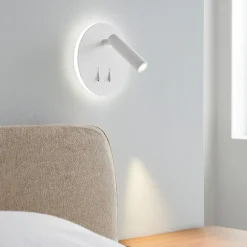 Applique Camera Da Letto-Perenz Illuminazione Perenz plug applique per comodino rotonda doppio led orientabile