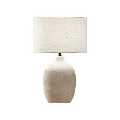 Lampade Da Tavolo-Perenz Illuminazione Perenz tribale lampada da tavolo ceramica bianca paralume beige
