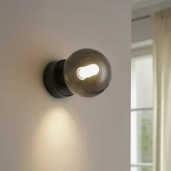 Applique Da Parete-Ideal Lux Perlage ap1 applique moderna nero vetro fume
