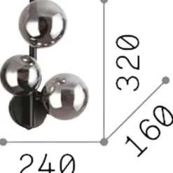 Applique Da Parete-Ideal Lux Perlage ap3 applique da parete nero