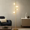 Lampade Da Terra-Ideal Lux Perlage pt4 lampada da terra sfere vetro ambra trasparente