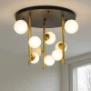 Plafoniere Moderne-Ideal Lux Perlage pl9 plafoniera 9 luc sfere vetro bianco