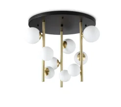Plafoniere Moderne-Ideal Lux Perlage pl9 plafoniera 9 luc sfere vetro bianco