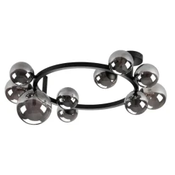 Plafoniere Moderne-Ideal Lux Perlage pl10 plafoniera nera con sfere fumè