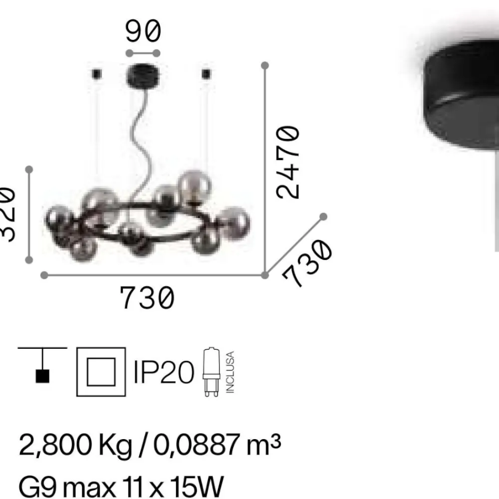 Lampadari Moderni-Ideal Lux Perlage sp11 lampadario nero per soggiorno moderno