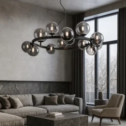 Lampadari Moderni-Ideal Lux Perlage sp14 lampadario nero per soggiorno moderno