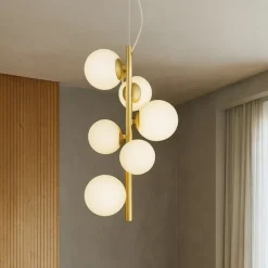 Lampadari Moderni-Ideal Lux Perlage sp6 lampadario bianco oro
