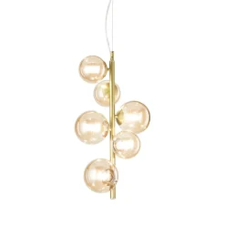 Lampadari Moderni-Ideal Lux Perlage sp6 lampadario sfere vetro ambra