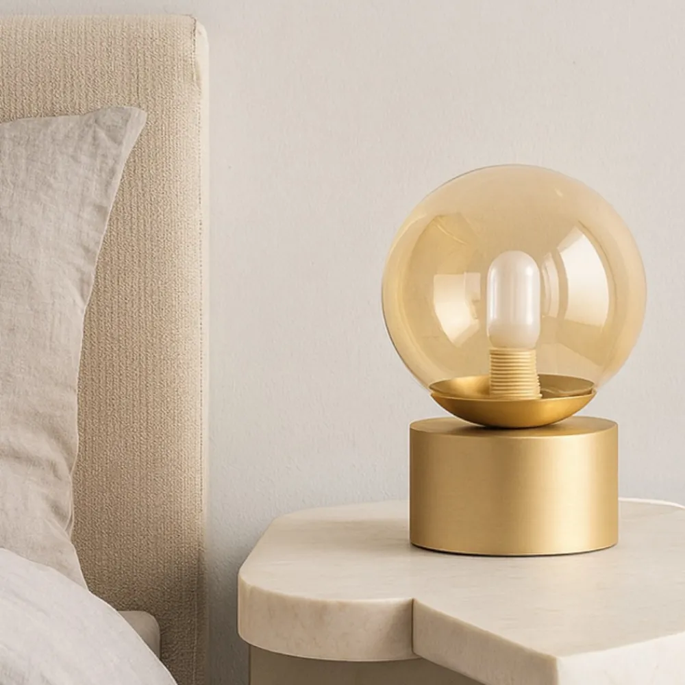 Abat Jour-Ideal Lux Perlage tl1 abat-jour da comodino camera da letto sfera ventro ambra