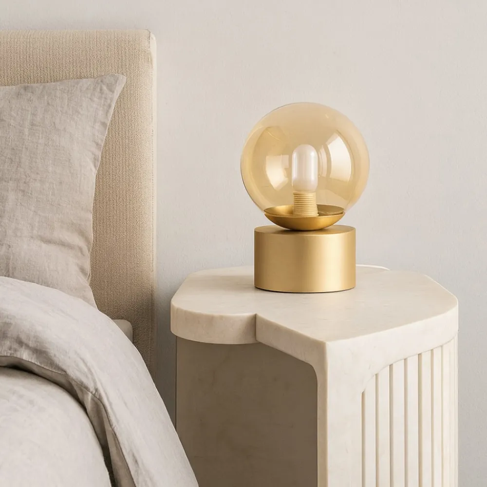 Abat Jour-Ideal Lux Perlage tl1 abat-jour da comodino camera da letto sfera ventro ambra