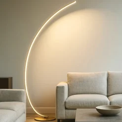 Lampade Da Terra-Gea Luce Piantana ad arco iole oro moderna led 30w 3000k dimmerabile