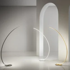 Lampade Da Terra-Gea Luce Piantana ad arco iole oro moderna led 30w 3000k dimmerabile