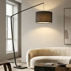 Lampade Da Terra-Perenz Illuminazione Piantana ad arco nera base di marmo zoe