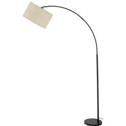 Lampade Da Terra-Selezionato da Mazzolaluce Piantana ad arco nera con paralume di lino beige