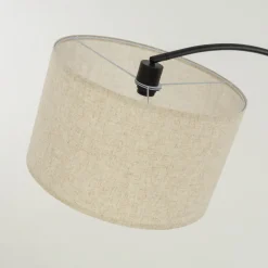 Lampade Da Terra-Selezionato da Mazzolaluce Piantana ad arco nera con paralume di lino beige