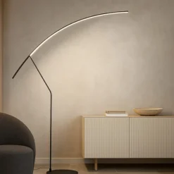 Lampade Da Terra-Ondaluce Piantana ad arco pt folaga nero led 3000k dimmerabile