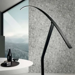 Lampade Da Terra-Ondaluce Piantana ad arco pt folaga nero led 3000k dimmerabile