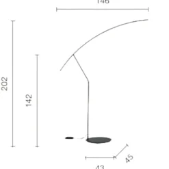 Lampade Da Terra-Ondaluce Piantana ad arco pt folaga nero led 3000k dimmerabile