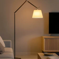 Lampade Da Terra-Selezionato da Mazzolaluce Piantana arco moderna nera cromata paralume orientabile