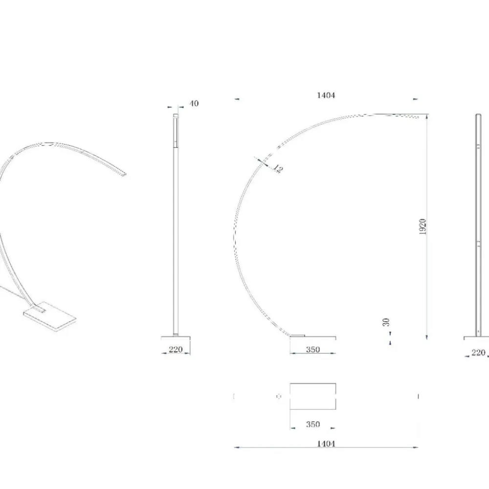 Lampade Da Terra-Selezionato da Mazzolaluce Piantana arco nera base marmo moderna led 2700k luce calda dimmerabile