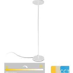 Lampade Da Terra-Selezionato da Mazzolaluce Piantana bianca led 30w dimmerabile da 3000k a 5000k