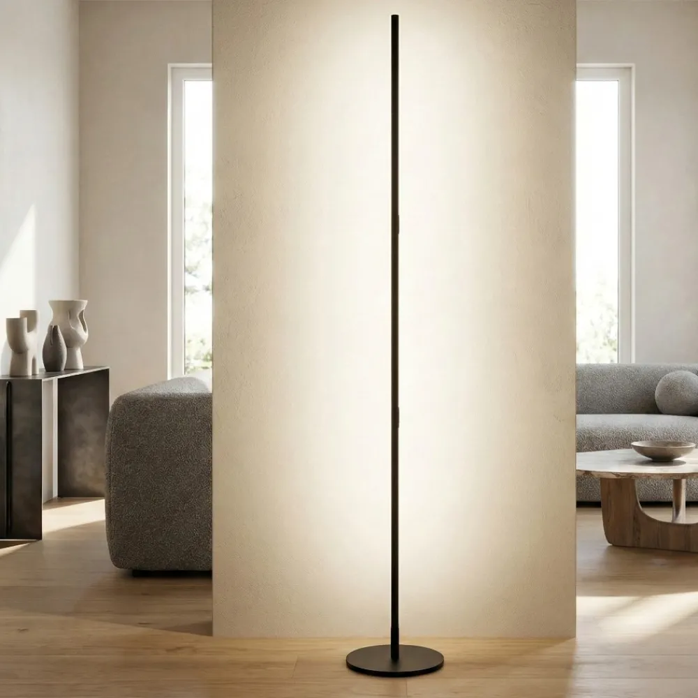 Lampade Da Terra-Selezionato da Mazzolaluce Piantana cilindro sottile nera moderna led 25w 3000k