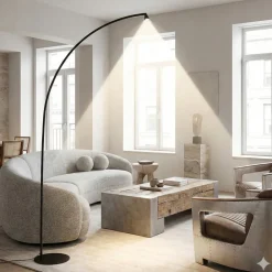 Lampade Da Terra-Selezionato da Mazzolaluce Piantana curva design moderna h251 cm nera da lettura per soggiorno