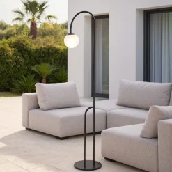 Lampade Da Esterno Giardino-Linea Light Piantana da esterno design ip65 nero sfera bianca led 3000k