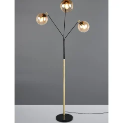 Lampade Da Terra-Selezionato da Mazzolaluce Piantana da terra contemporanea tre sfere vetro oro e nero