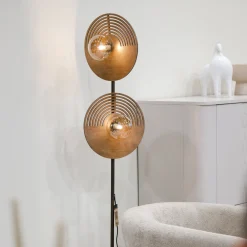 Lampade Da Terra-Selezionato da Mazzolaluce Piantana design moderna in legno quercia marrone sfere di vetro per soggiorno