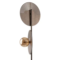 Lampade Da Terra-Selezionato da Mazzolaluce Piantana design moderna in legno quercia marrone sfere di vetro per soggiorno