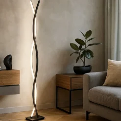 Lampade Da Terra-Eglo Piantana design moderna led 32w 3000k nera lasana