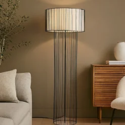Lampade Da Terra-Selezionato da Mazzolaluce Piantana design moderna metallo nero cilindro di tessuto