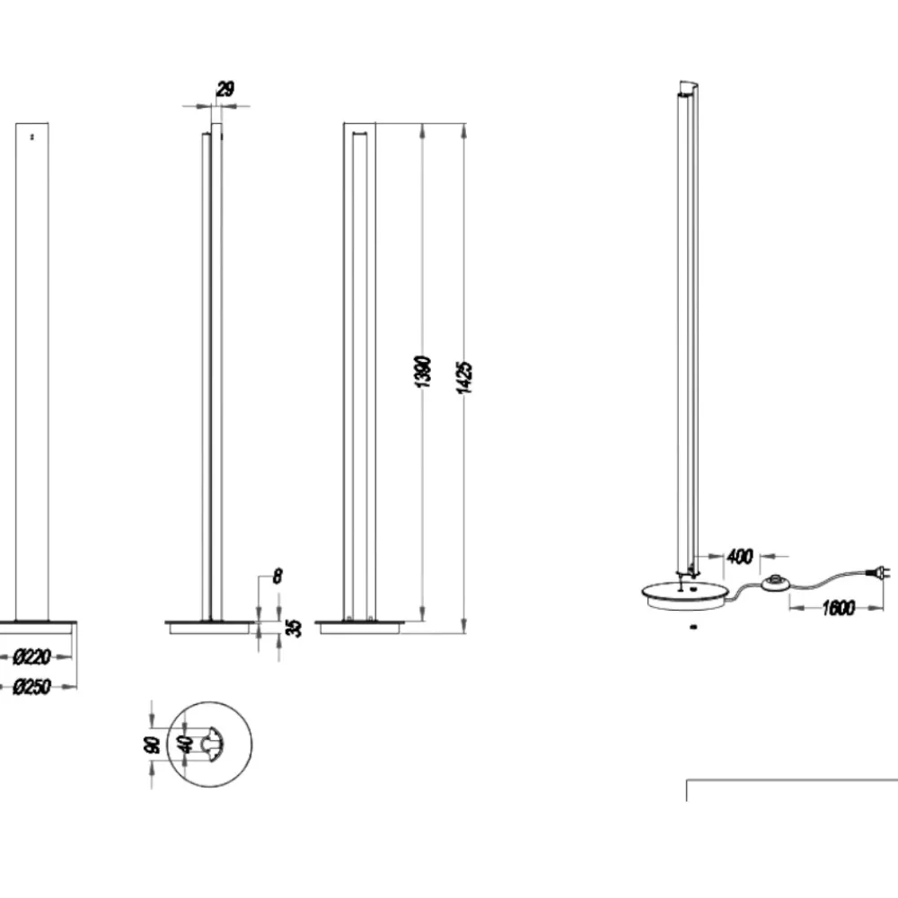 Lampade Da Terra-Selezionato da Mazzolaluce Piantana design moderna nero oro led 15w 3000k