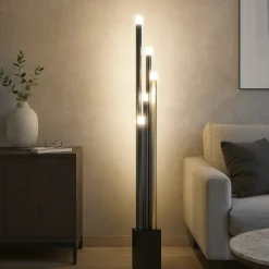 Lampade Da Terra-Eglo Piantana design moderna nero marrone oro led 18w 3000k dimmerabile estanerios