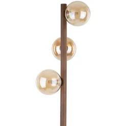 Lampade Da Terra-Selezionato da Mazzolaluce Piantana di legno noce con sfere di vetro bianco per soggiorno stile nordico
