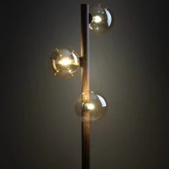Lampade Da Terra-Selezionato da Mazzolaluce Piantana di legno noce con sfere di vetro bianco per soggiorno stile nordico