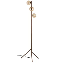 Lampade Da Terra-Selezionato da Mazzolaluce Piantana di legno noce con sfere di vetro bianco per soggiorno stile nordico